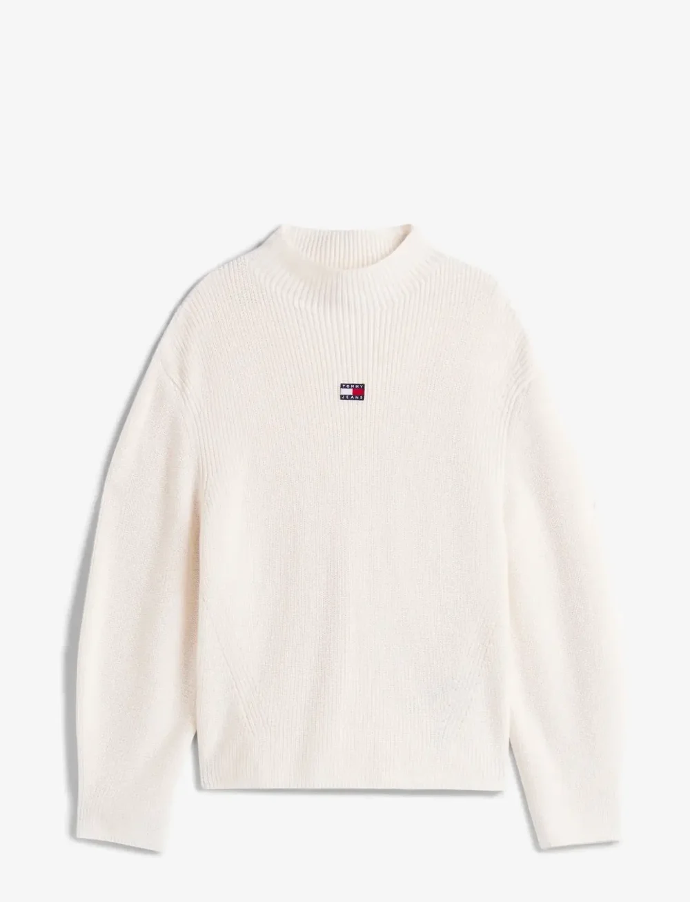 Tommy Jeans - TJW MOCKNECK BADGE SWEATER - stickade tröjor - ancient white - 1
