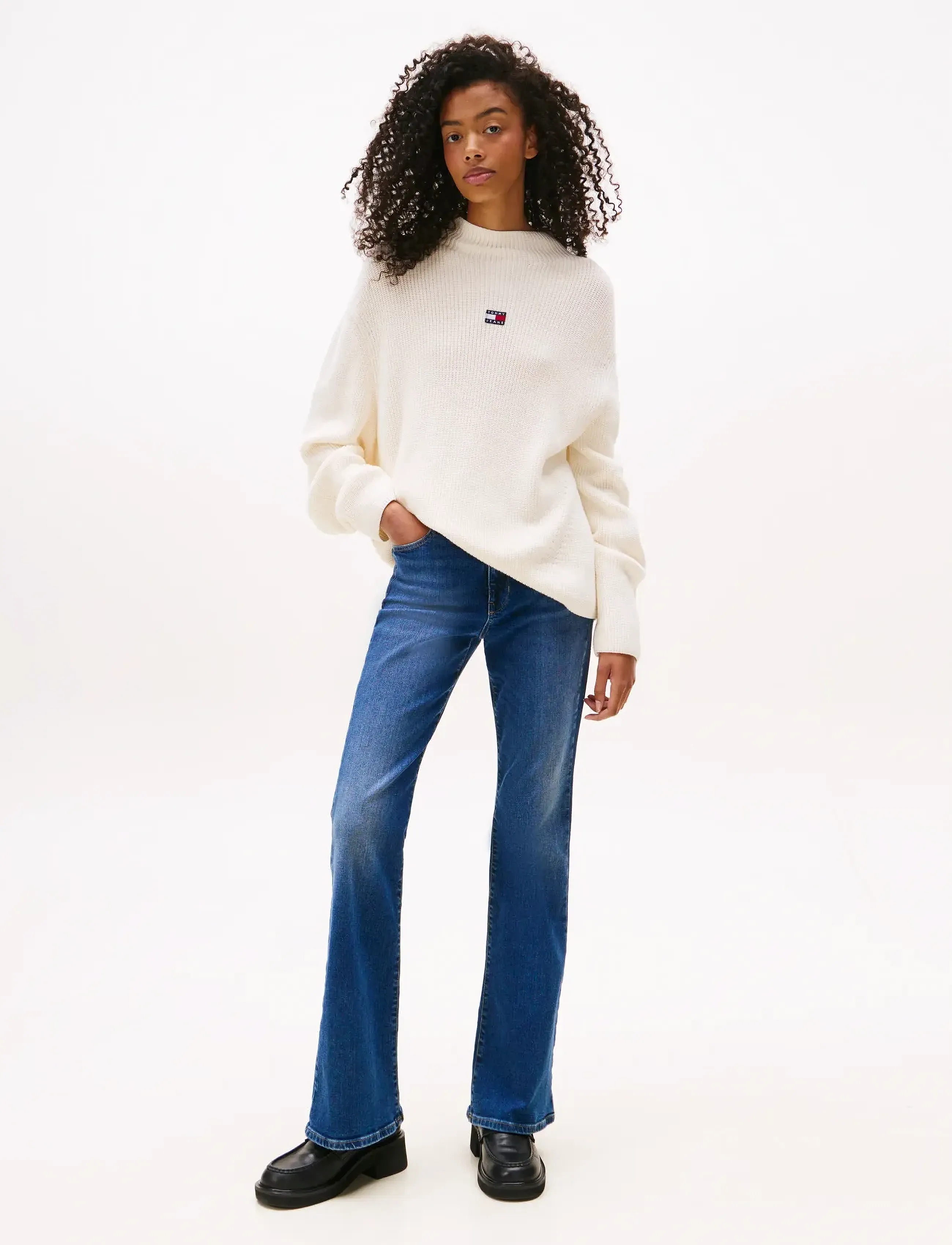 Tommy Jeans - TJW MOCKNECK BADGE SWEATER - džemperi - ancient white - 3