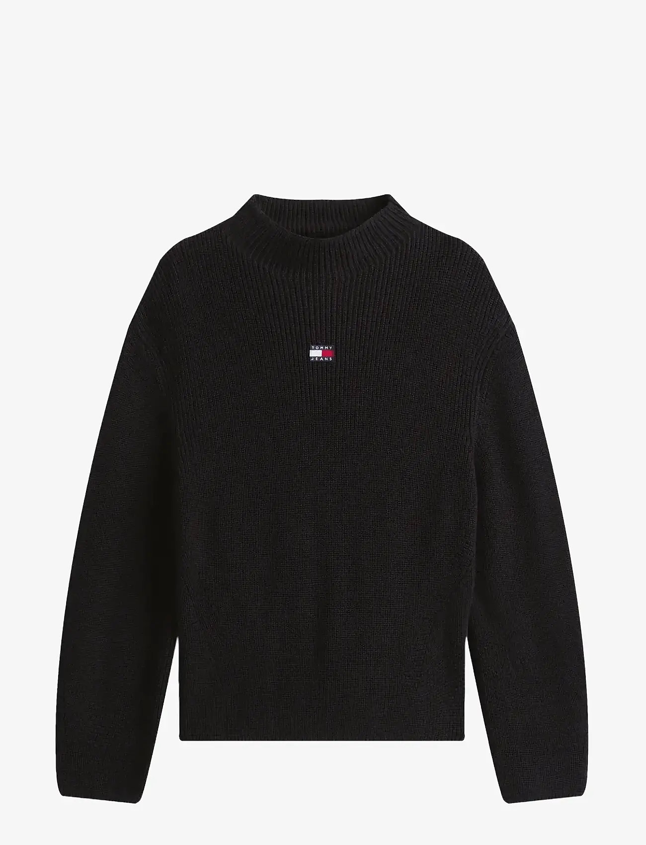 Tommy Jeans - TJW MOCKNECK BADGE SWEATER - stickade tröjor - black - 1