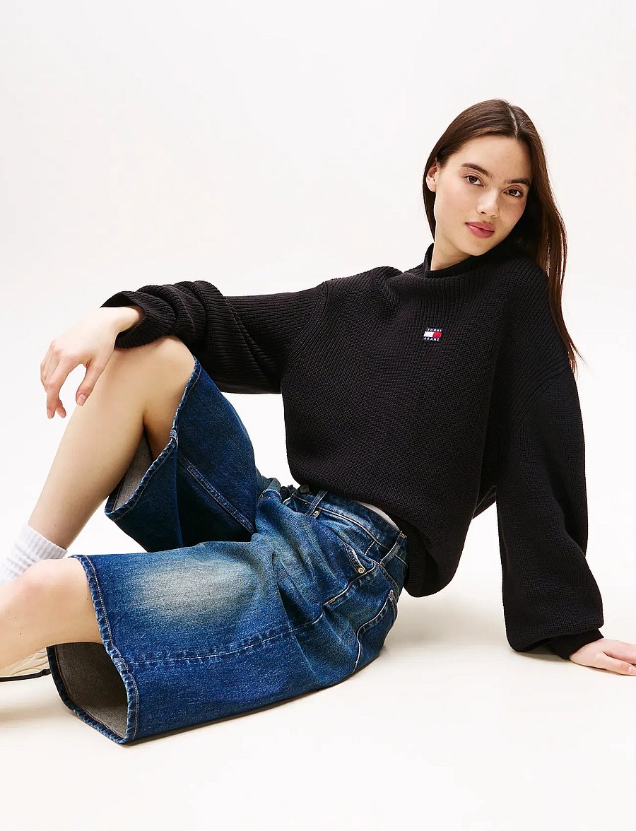 Tommy Jeans - TJW MOCKNECK BADGE SWEATER - pullover - black - 4