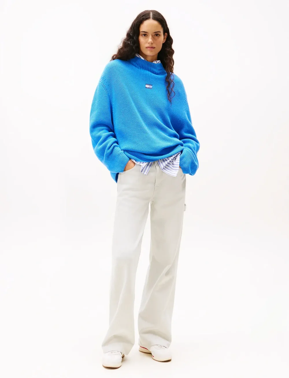 Tommy Jeans - TJW MOCKNECK BADGE SWEATER - stickade tröjor - blue spell - 2