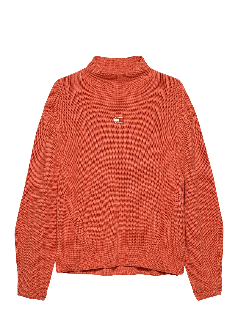 Tommy Jeans - TJW MOCKNECK BADGE SWEATER - jumpers - rustic coral - 1