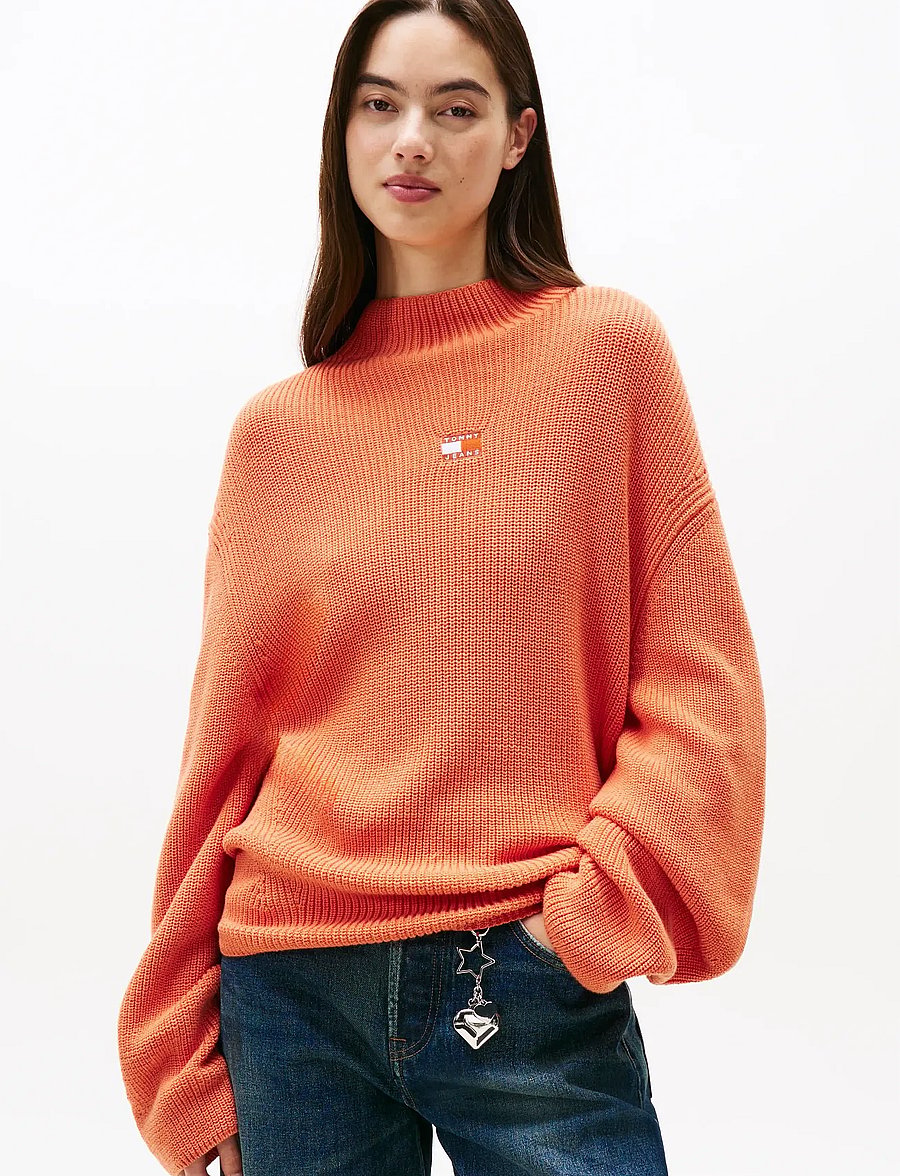 Tommy Jeans - TJW MOCKNECK BADGE SWEATER - pullover - rustic coral - 0