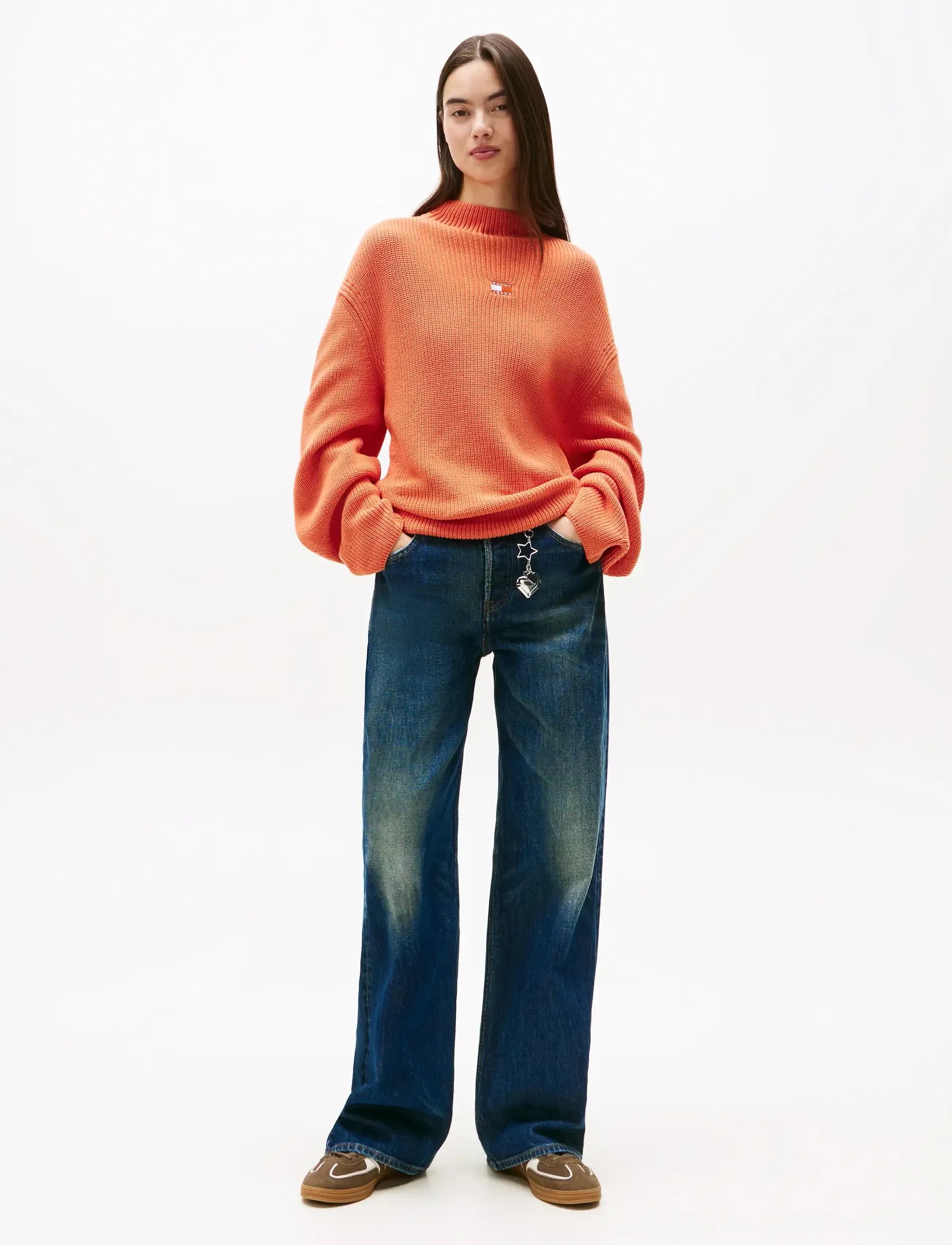Tommy Jeans - TJW MOCKNECK BADGE SWEATER - striktrøjer - rustic coral - 3