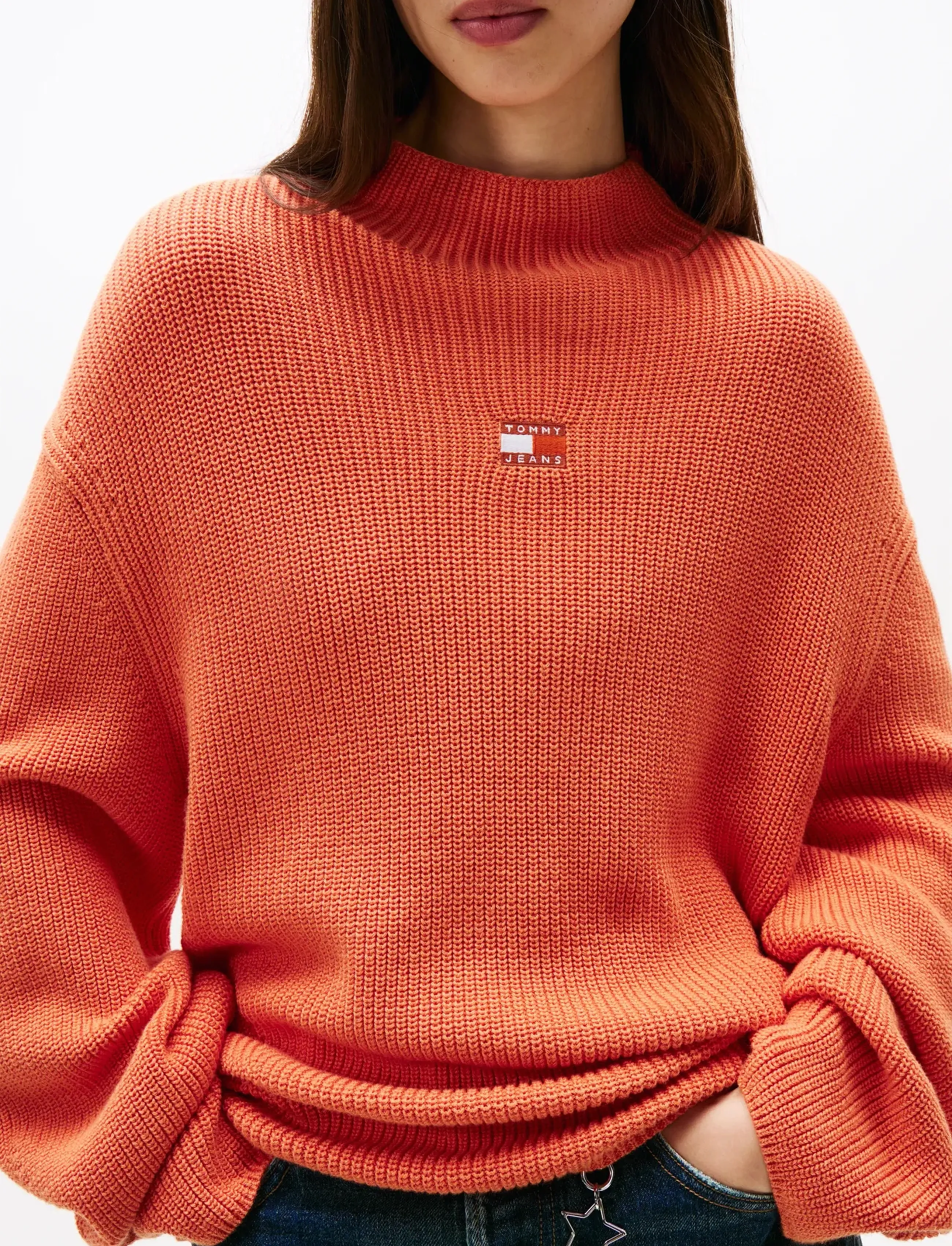 Tommy Jeans - TJW MOCKNECK BADGE SWEATER - striktrøjer - rustic coral - 5
