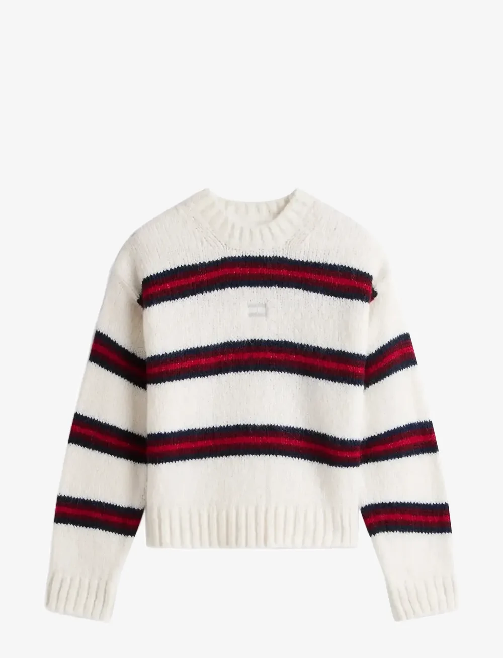 Tommy Jeans - TJW BADGE STRIPE FLUFFY SWEATER - striktrøjer - ancient white / stripe - 1