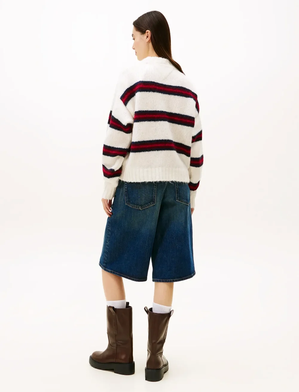 Tommy Jeans - TJW BADGE STRIPE FLUFFY SWEATER - striktrøjer - ancient white / stripe - 3