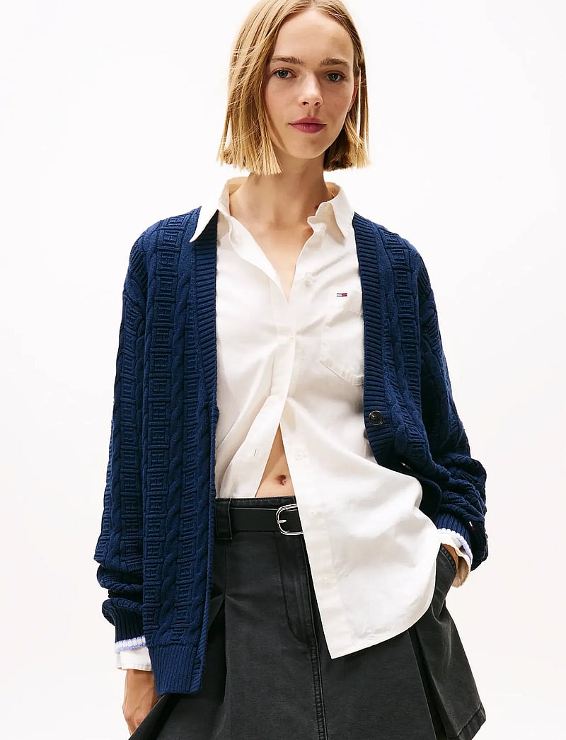 Tommy Jeans - TJW CABLE CARDIGAN - cardigans - dark night navy - 0