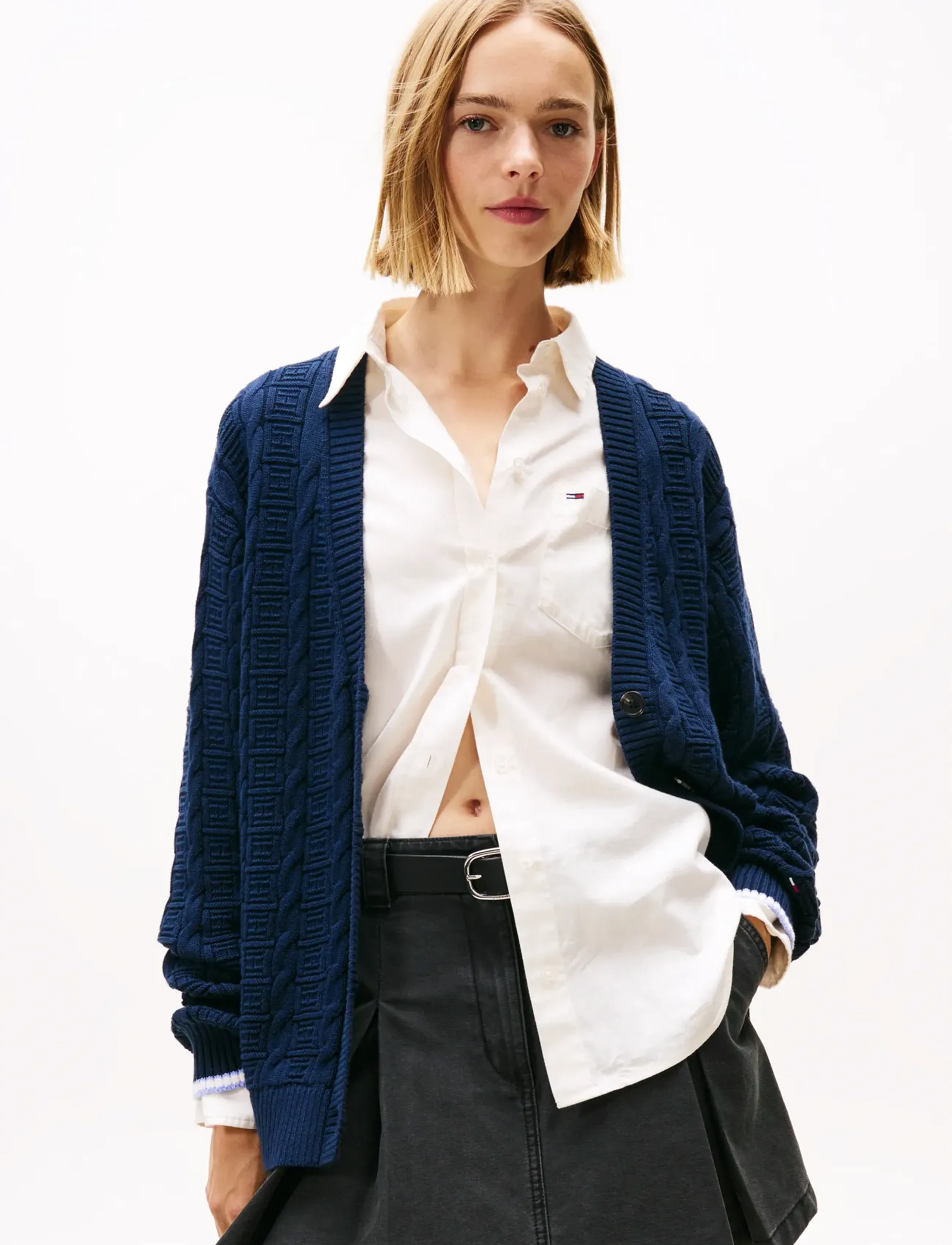 Tommy Jeans TJW CABLE CARDIGAN - Kläder - DARK NIGHT NAVY / navy
