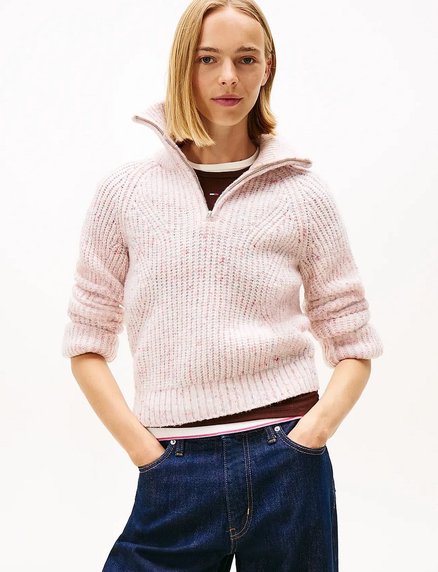 Tommy Jeans - TJW NEP 1/4 ZIP SWEATER - kampsunid - ancient white - 0