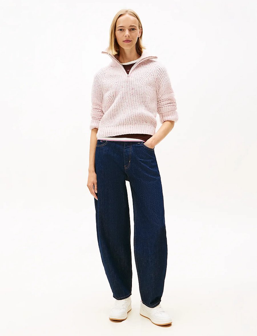 Tommy Jeans - TJW NEP 1/4 ZIP SWEATER - kampsunid - ancient white - 2