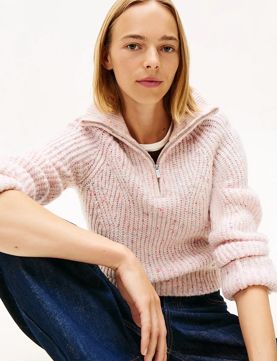 Tommy Jeans - TJW NEP 1/4 ZIP SWEATER - kampsunid - ancient white - 4