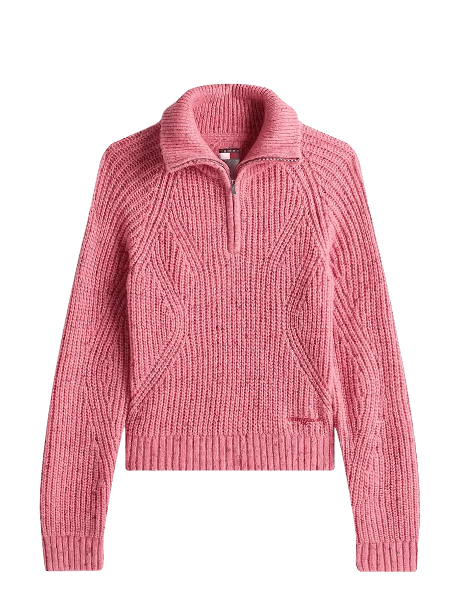 Tommy Jeans - TJW NEP 1/4 ZIP SWEATER - striktrøjer - mystic pink - 1