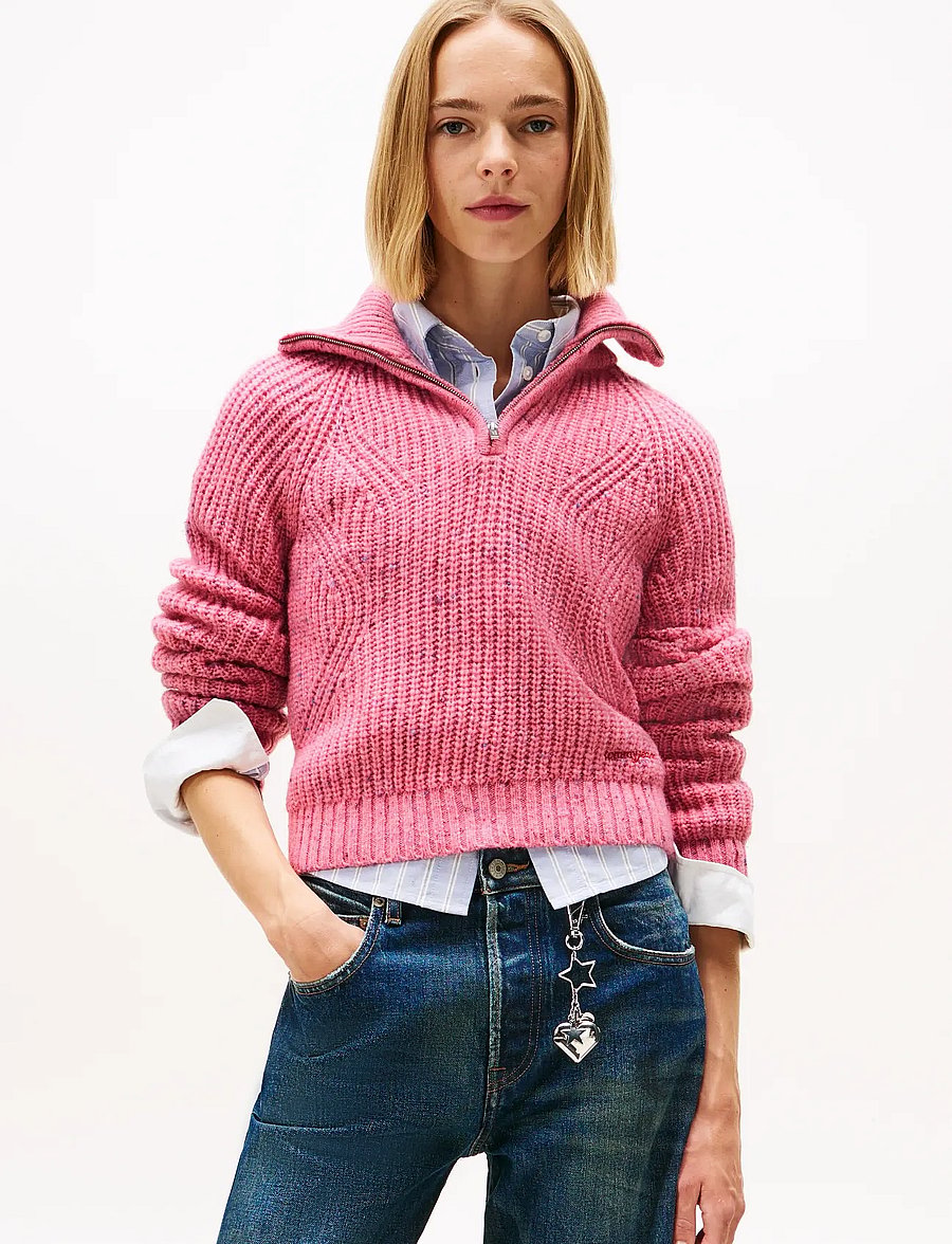 Tommy Jeans - TJW NEP 1/4 ZIP SWEATER - striktrøjer - mystic pink - 0