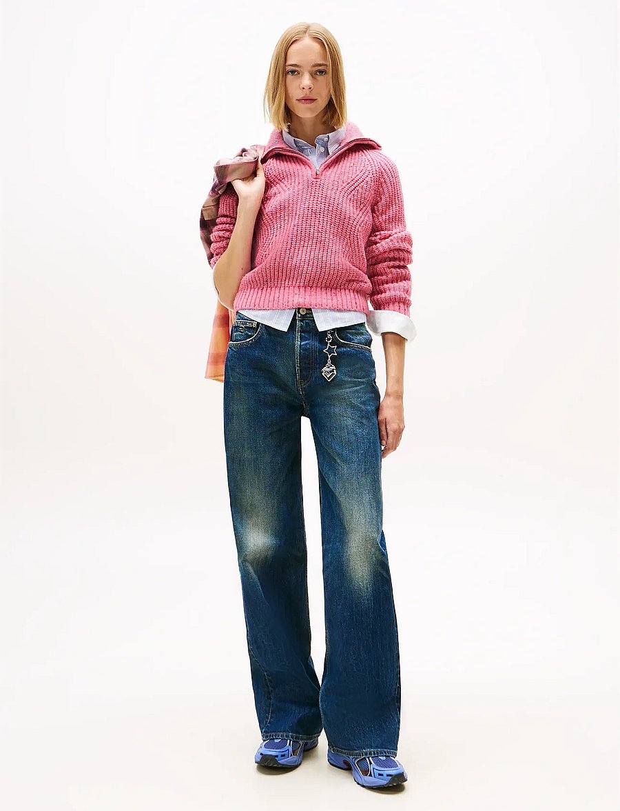 Tommy Jeans - TJW NEP 1/4 ZIP SWEATER - striktrøjer - mystic pink - 2