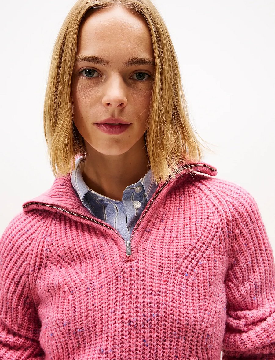 Tommy Jeans - TJW NEP 1/4 ZIP SWEATER - striktrøjer - mystic pink - 4