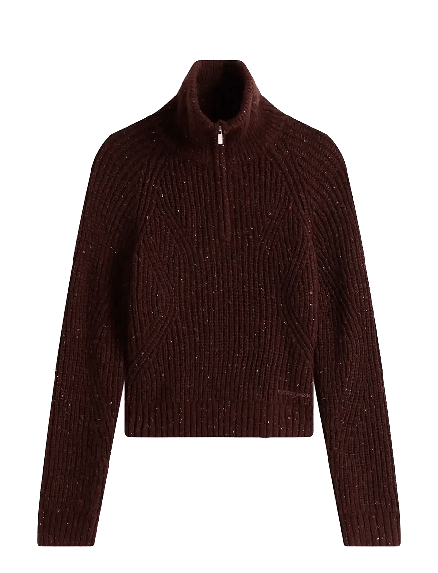 Tommy Jeans - TJW NEP 1/4 ZIP SWEATER - kampsunid - rich brown - 1