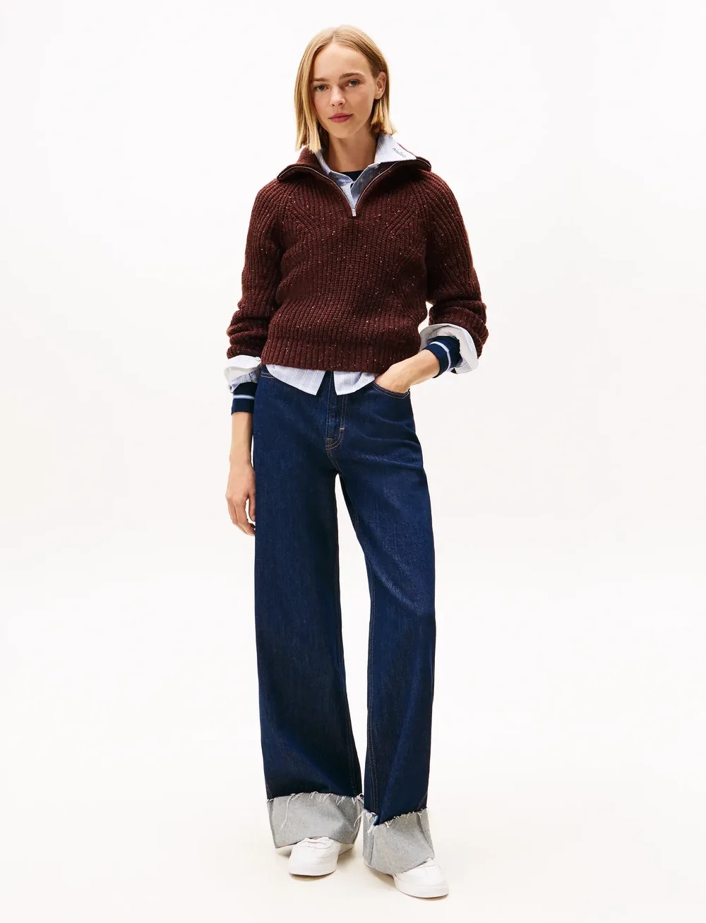 Tommy Jeans - TJW NEP 1/4 ZIP SWEATER - striktrøjer - rich brown - 2