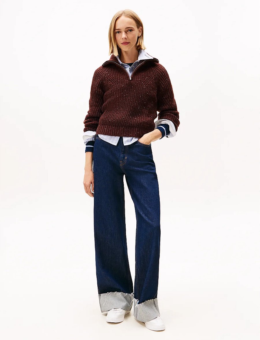 Tommy Jeans - TJW NEP 1/4 ZIP SWEATER - kampsunid - rich brown - 2