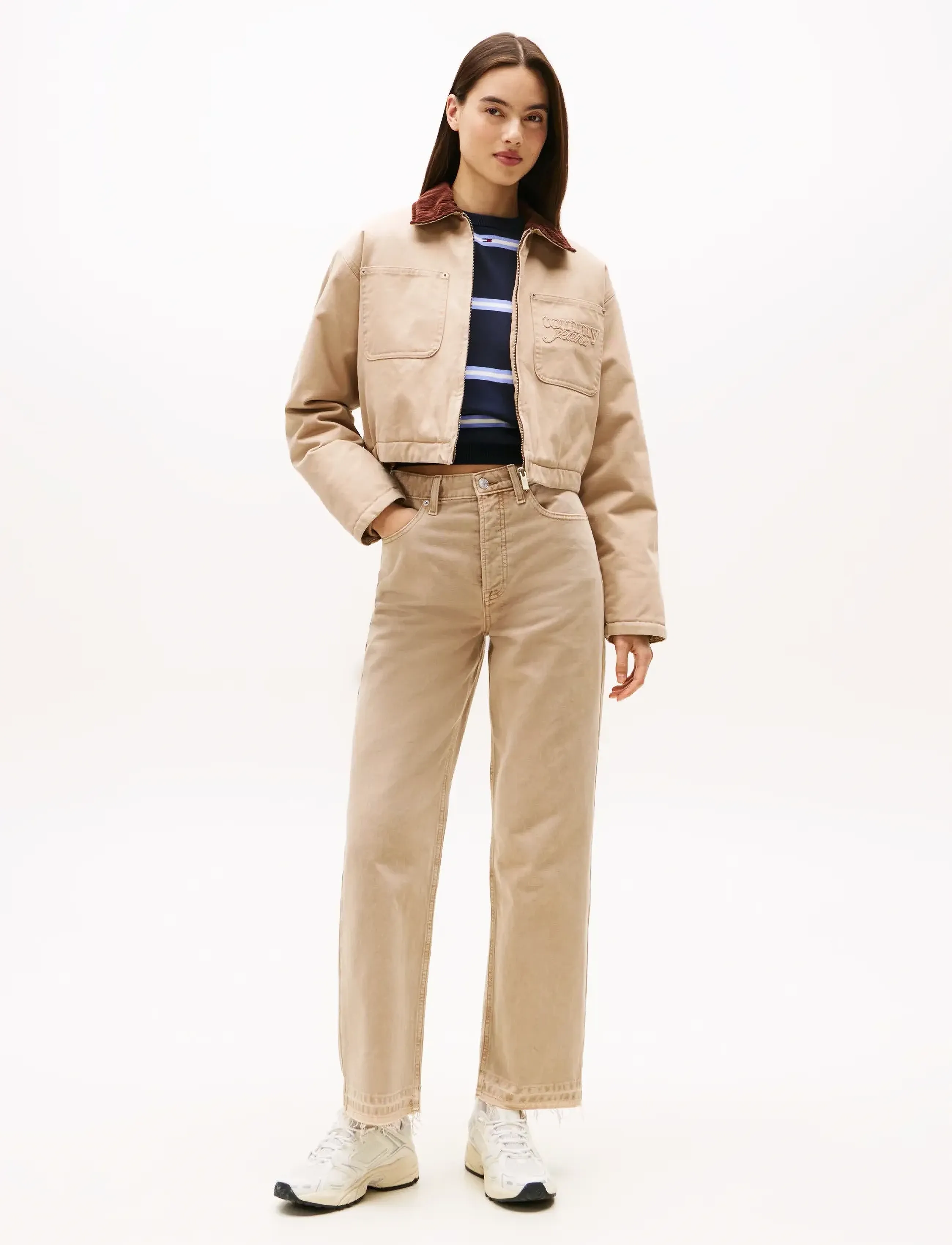 Tommy Jeans TJW LAYLA HR SLIM STR RAW EDGE - Transitional Layering - MALTED MILK / beige