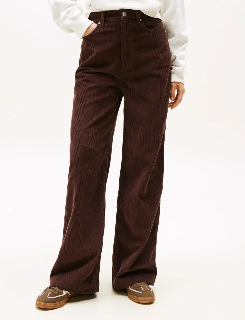 Tommy Jeans - TJW CLAIRE HR WIDE CORD - vida byxor - rich brown - 4