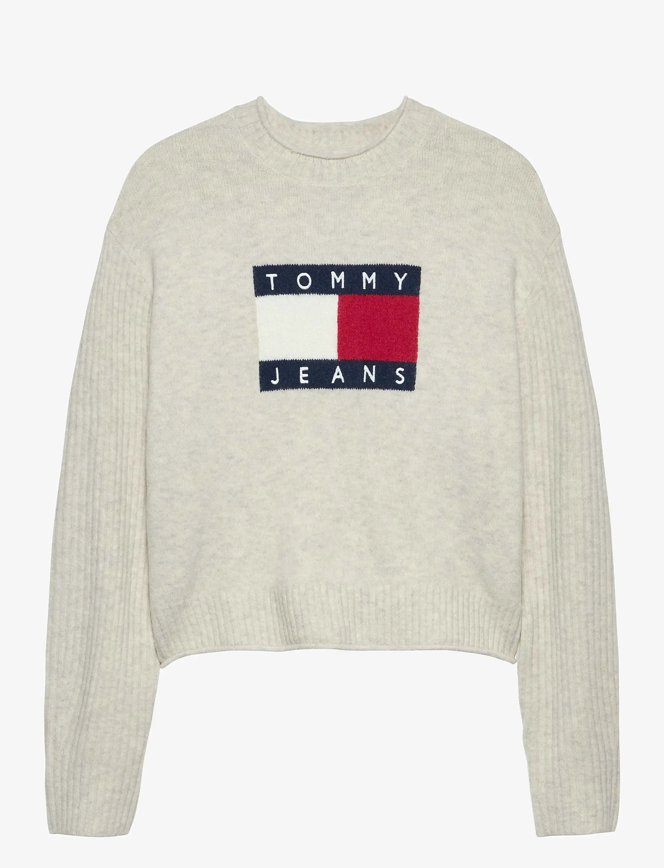 Tommy Jeans - TJW MELANGE FLAG SWEATER RIB EXT - striktrøjer - ancient white htr - 1
