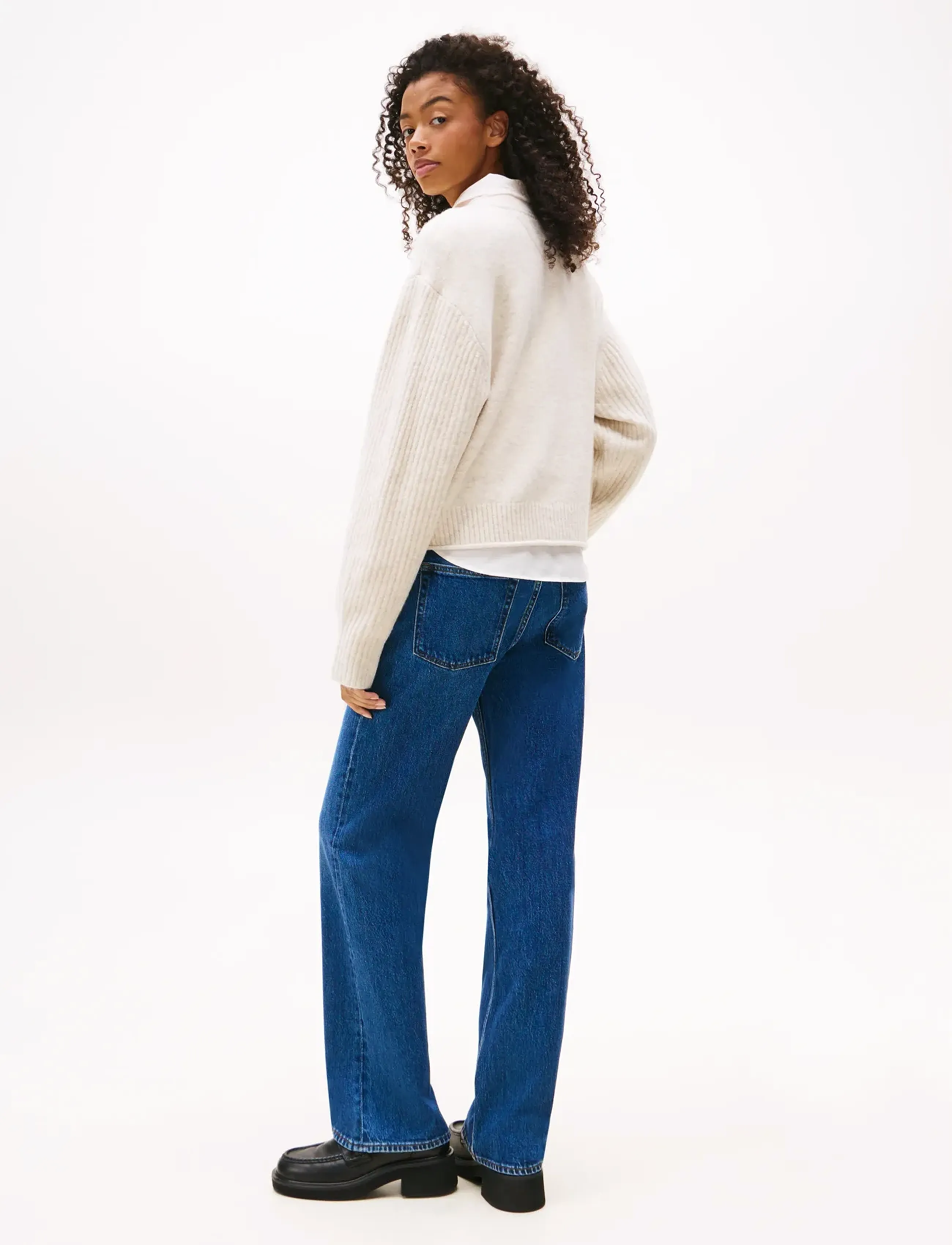 Tommy Jeans - TJW MELANGE FLAG SWEATER RIB EXT - striktrøjer - ancient white htr - 4