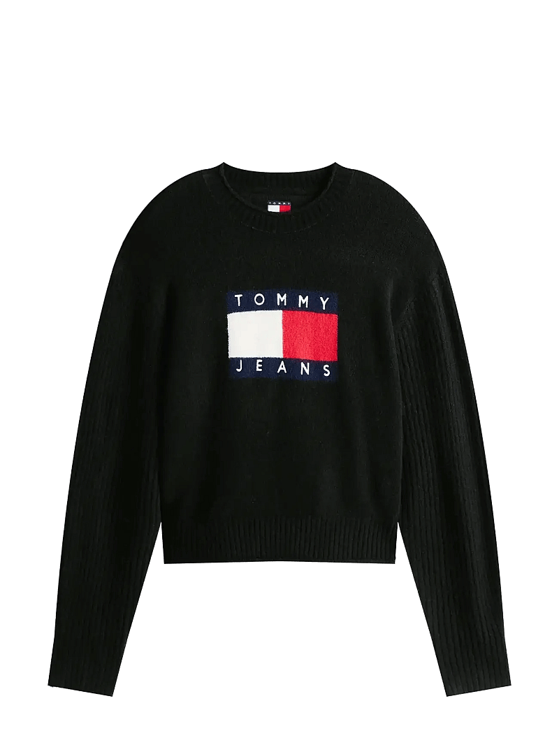 Tommy Jeans - TJW MELANGE FLAG SWEATER RIB EXT - pullover - black htr - 1