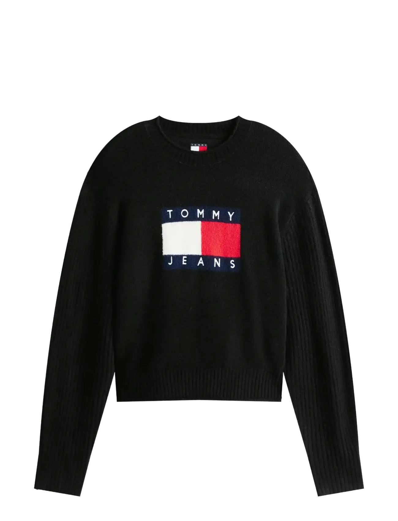 Tommy Jeans TJW MELANGE FLAG SWEATER RIB EXT - Pullover - BLACK HTR / black