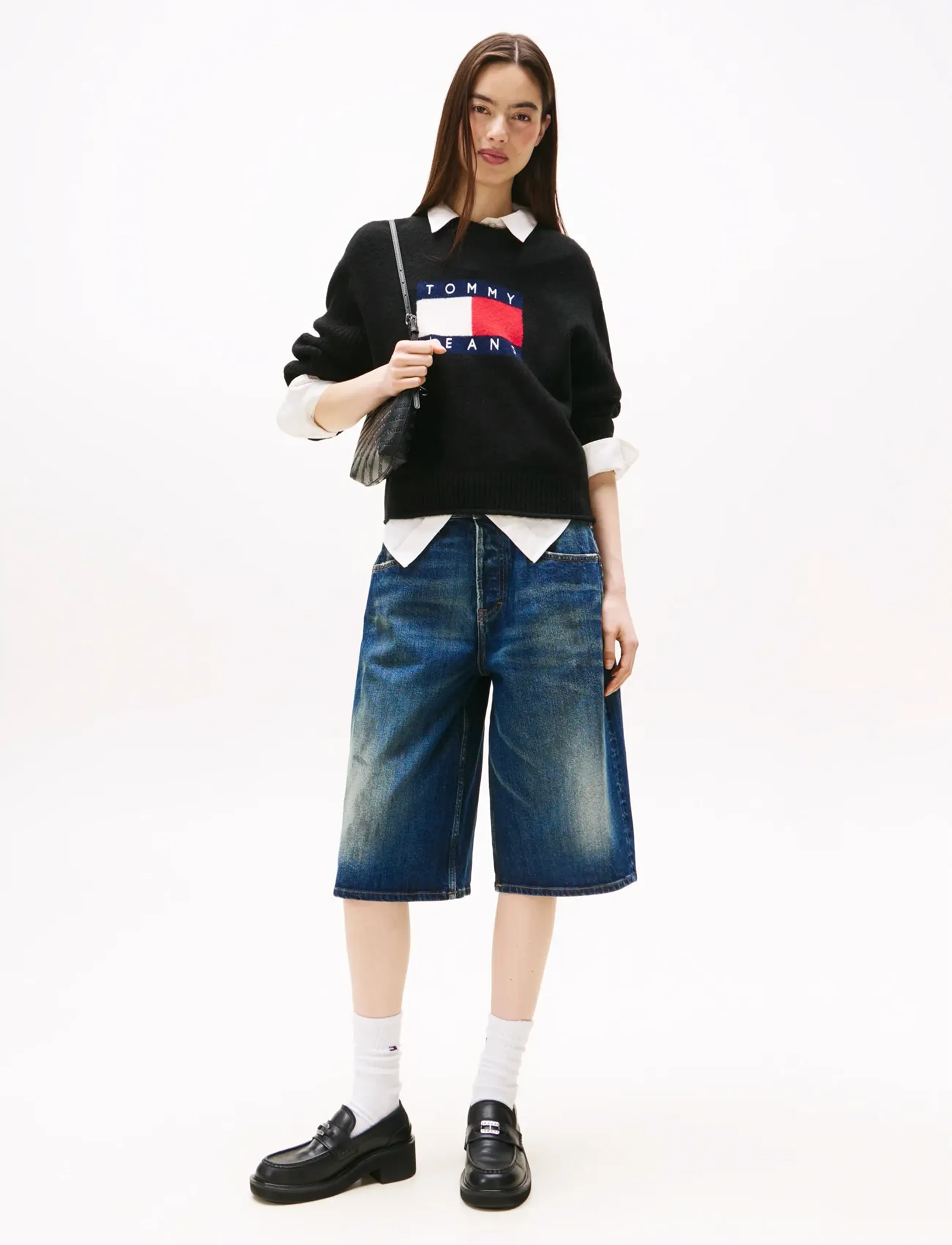 Tommy Jeans - TJW MELANGE FLAG SWEATER RIB EXT - strikkegensere - black htr - 2