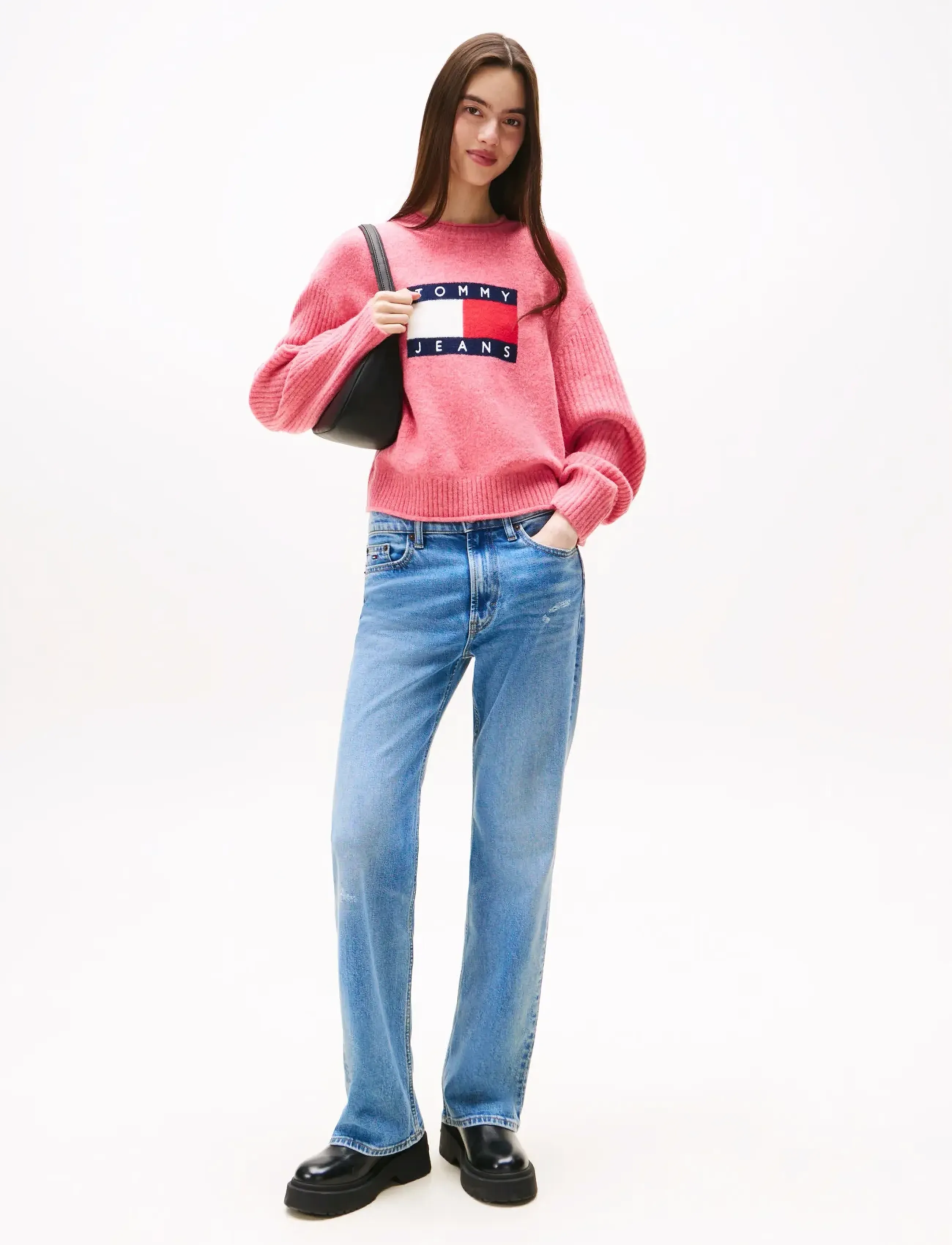 Tommy Jeans - TJW MELANGE FLAG SWEATER RIB EXT - striktrøjer - vintage cerise htr - 3