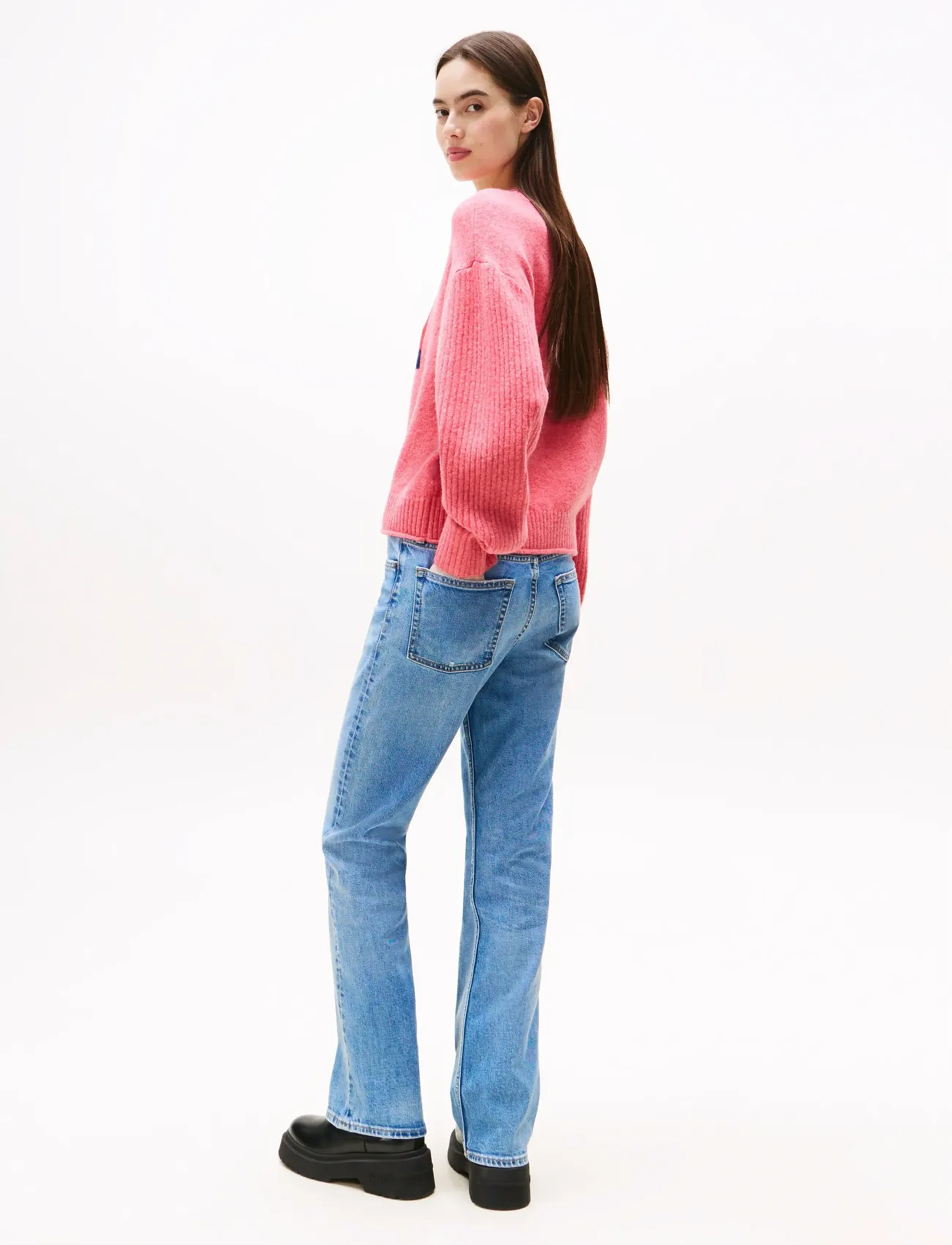 Tommy Jeans - TJW MELANGE FLAG SWEATER RIB EXT - striktrøjer - vintage cerise htr - 4
