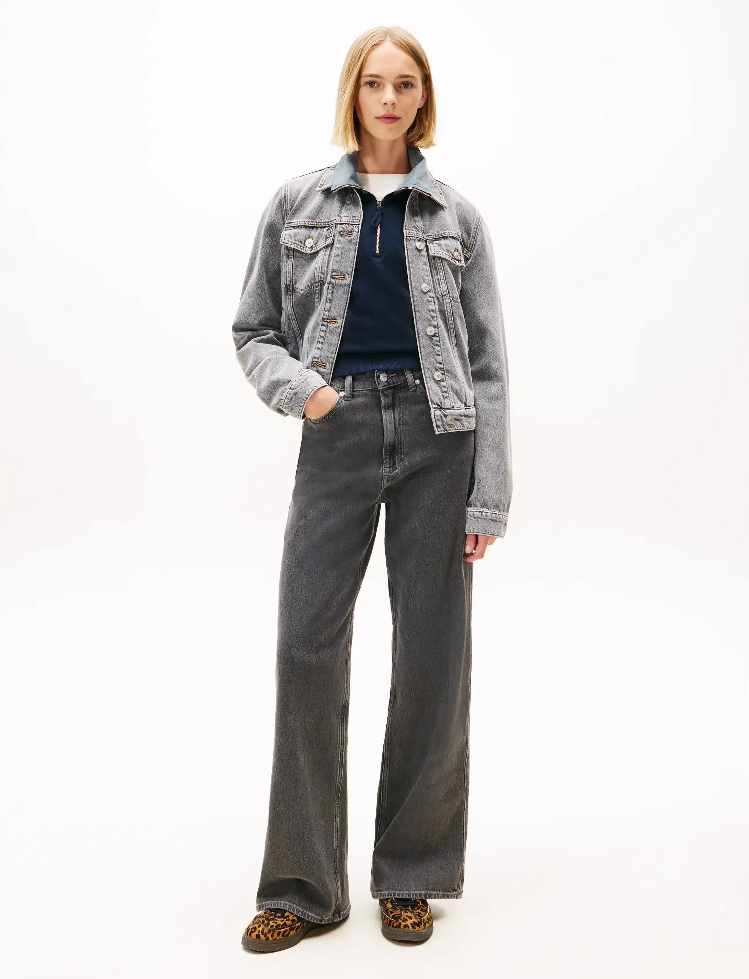 Tommy Jeans CLAIRE HR WD TAB CI4171 - Transitional Layering - DENIM GREY / grey