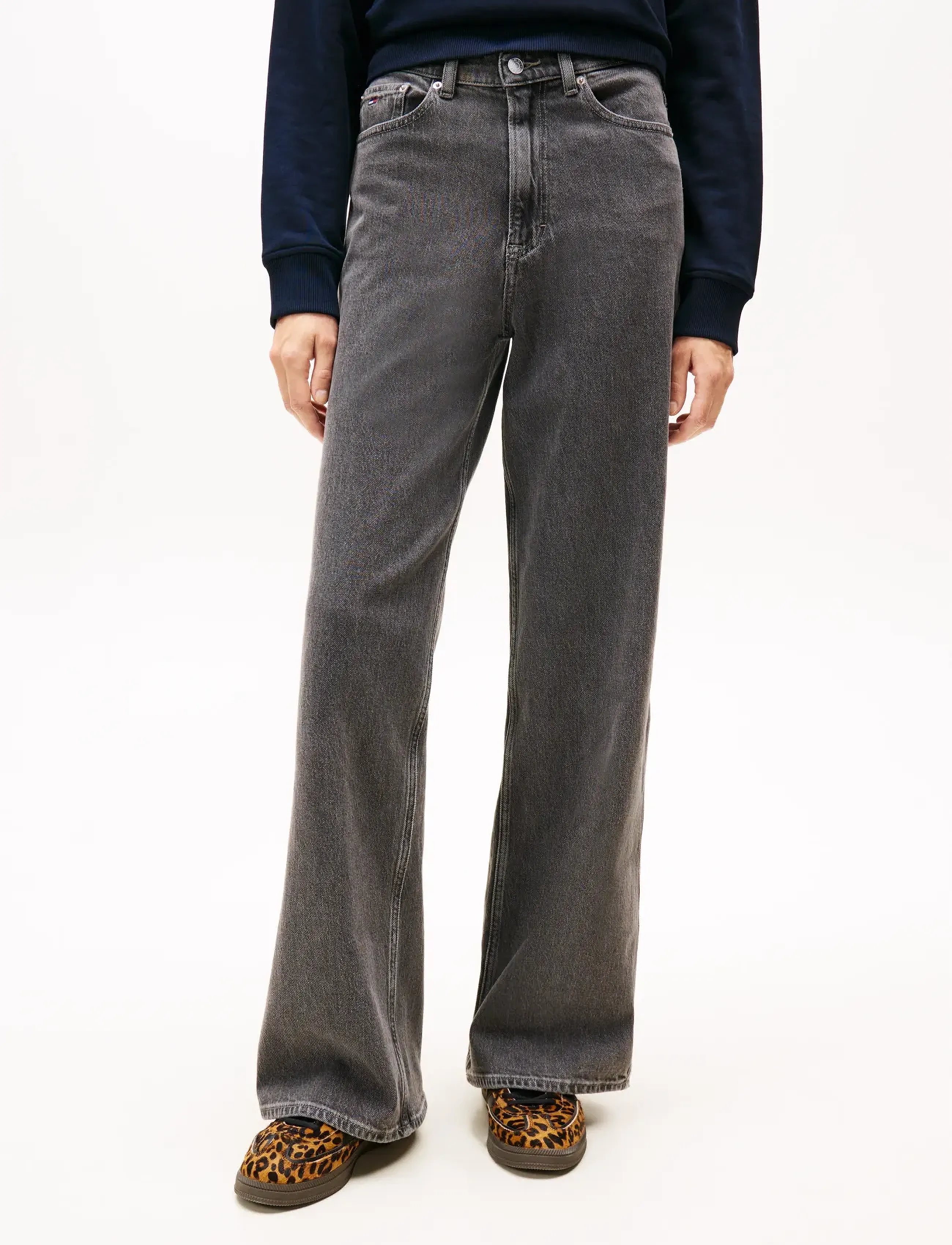 Tommy Jeans - CLAIRE HR WD TAB CI4171 - hosen mit weitem bein - denim grey - 5