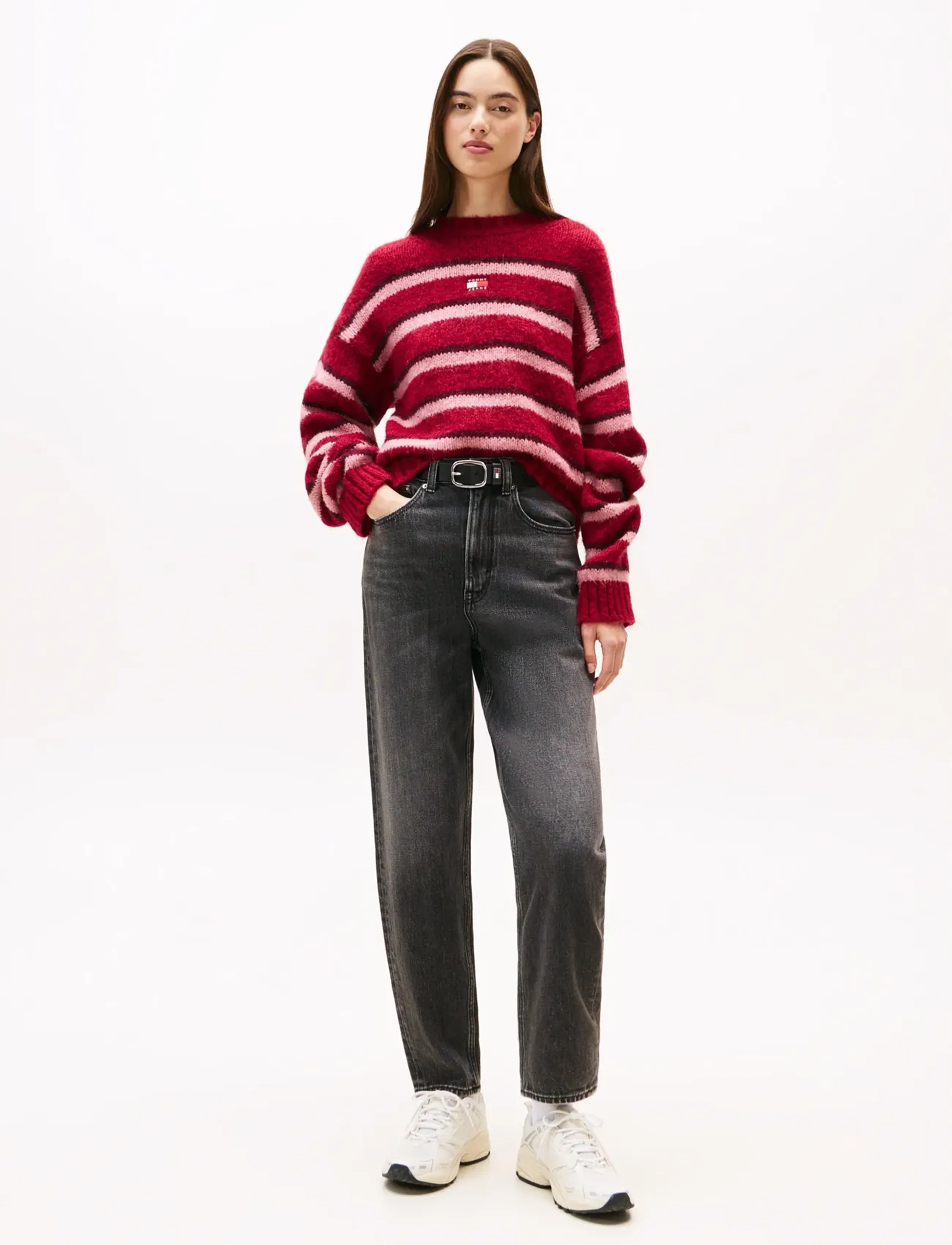 Tommy Jeans MOM JEAN UH TPR BI0187 - Transitional Layering - DENIM BLACK / grey