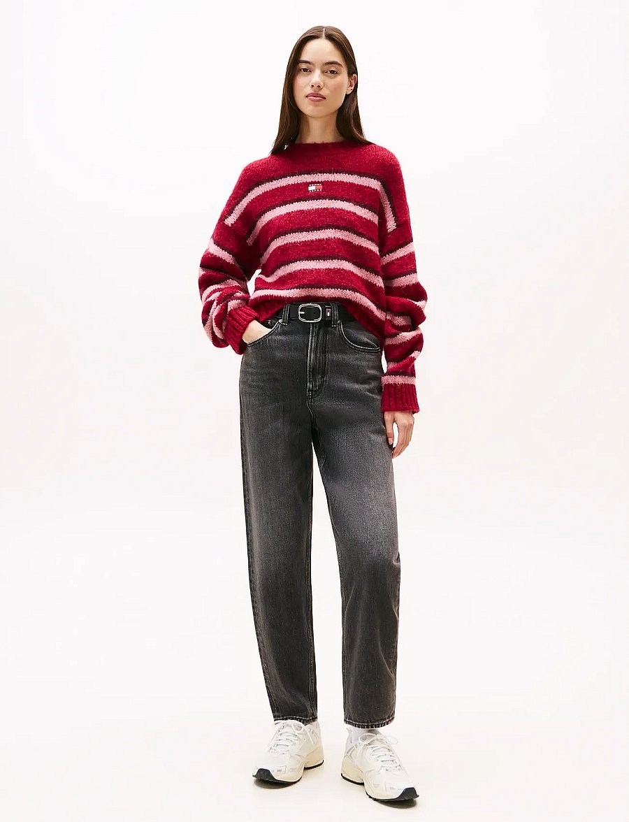 Tommy Jeans - MOM JEAN UH TPR BI0187 - tapered jeans - denim black - 0