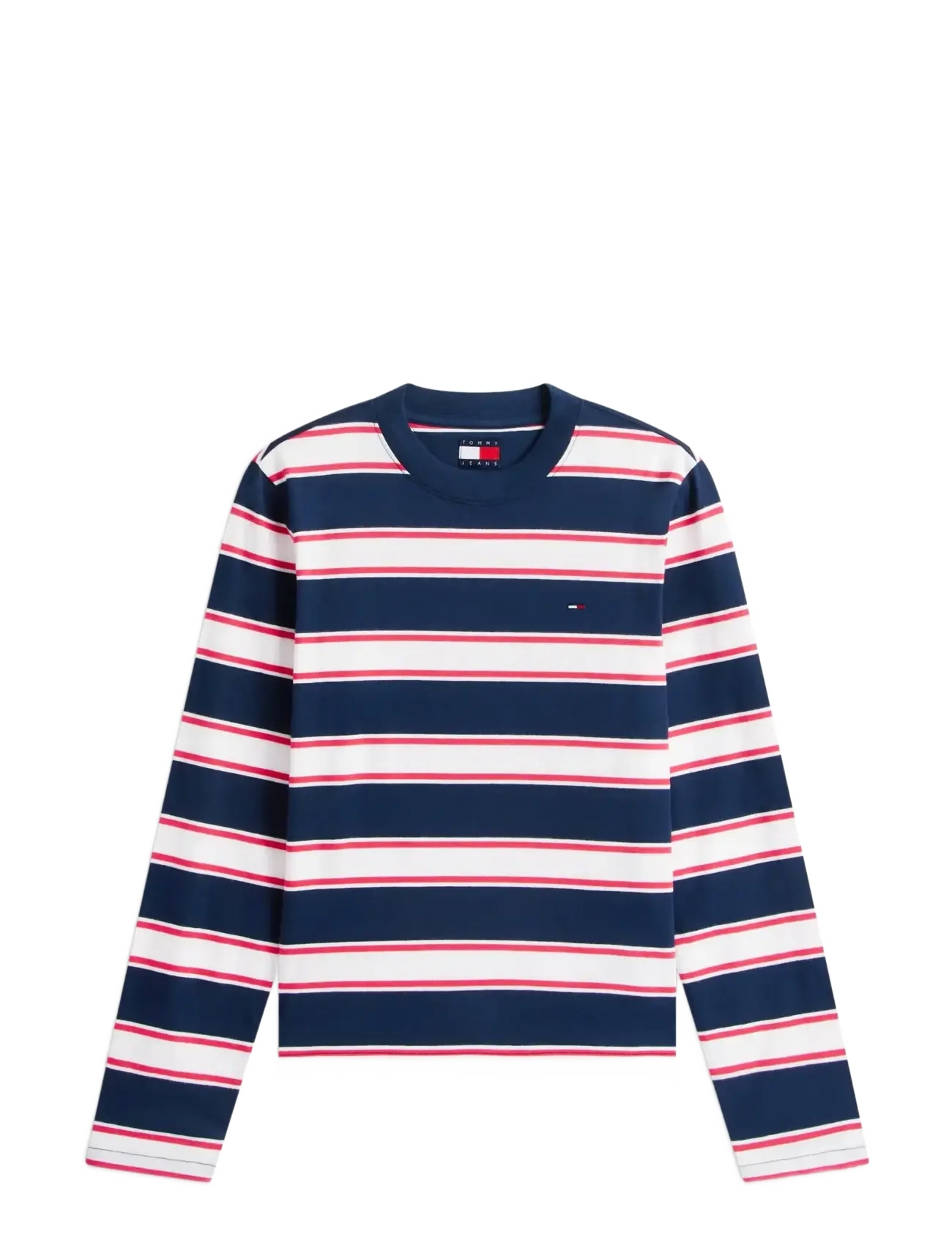 Tommy Jeans TJW REG S FLAG JERSEY LS TEE EXT - Tøj - DARK NIGHT NAVY   MULTI STRIPE / navy