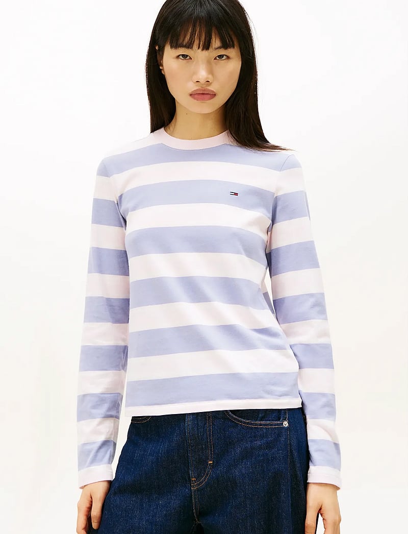 Tommy Jeans - TJW REG S FLAG JERSEY LS TEE EXT - everyday style - periwinkle dust multi stripe - 0