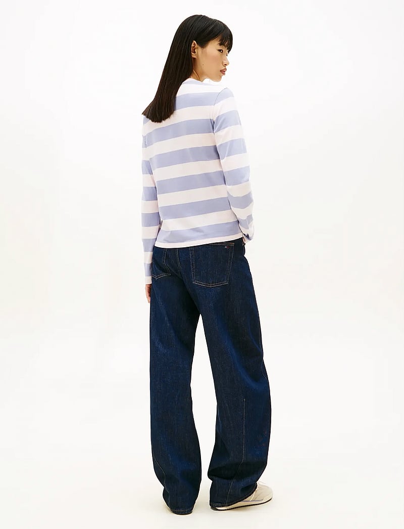 Tommy Jeans - TJW REG S FLAG JERSEY LS TEE EXT - everyday style - periwinkle dust multi stripe - 3