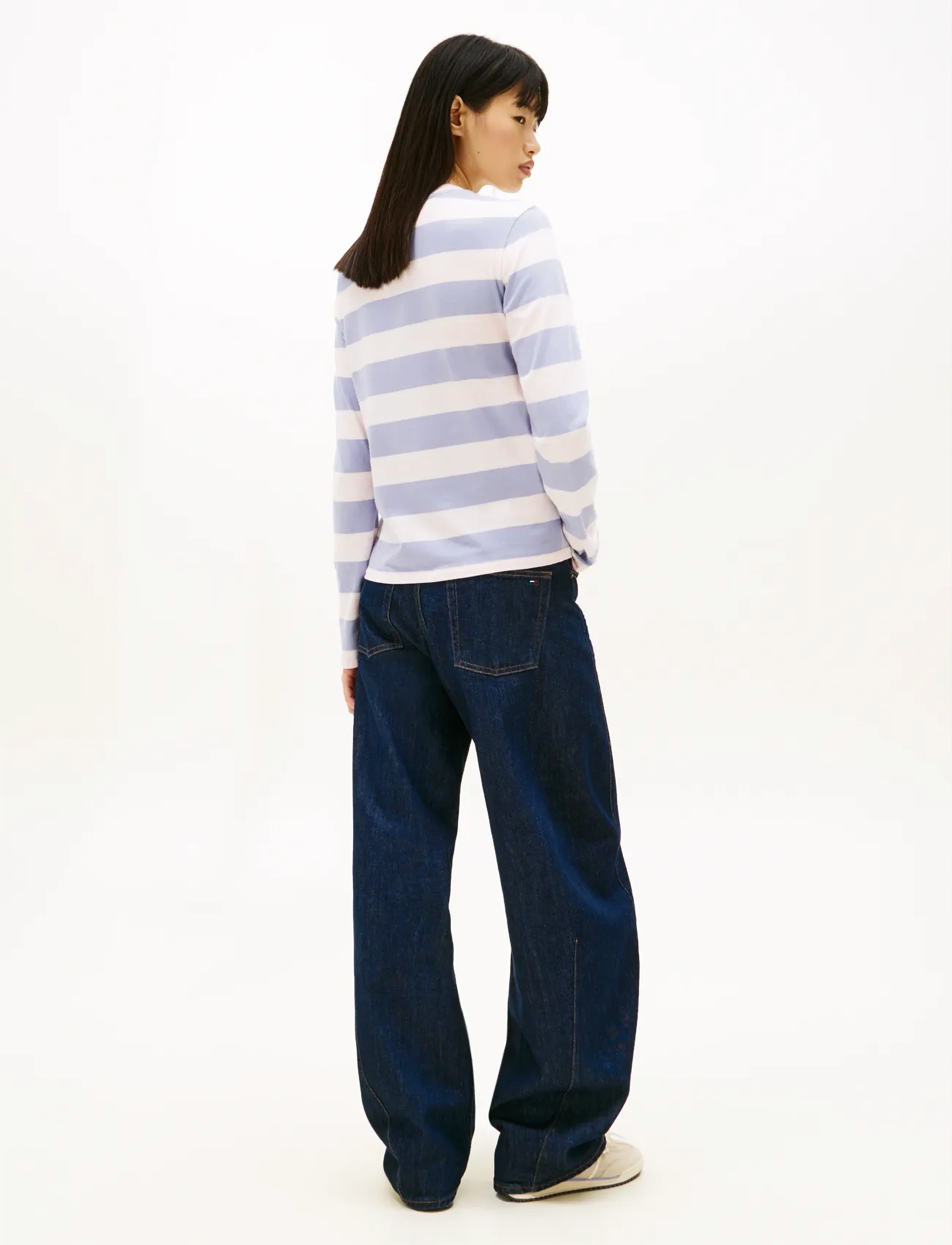 Tommy Jeans - TJW REG S FLAG JERSEY LS TEE EXT - long-sleeved tops - periwinkle dust   multi stripe - 3
