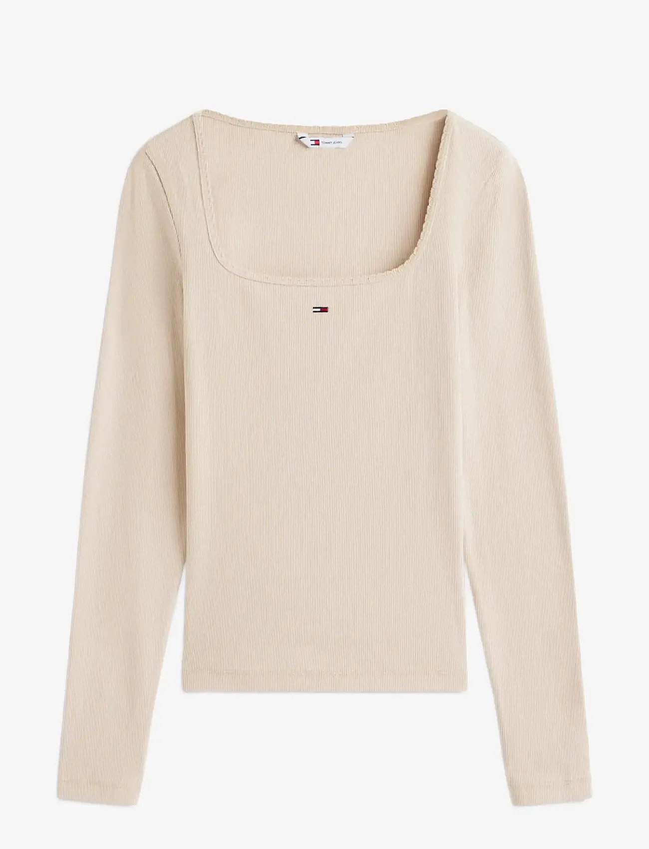 Tommy Jeans - TJW SLIM SOFT RIB LS TEE - long-sleeved tops - gulf sand - 1