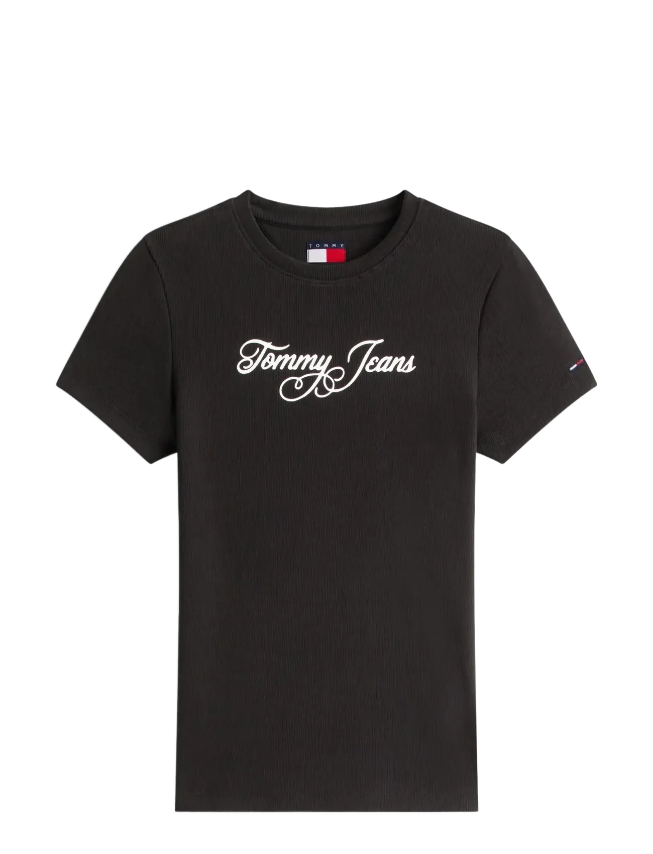 Tommy Jeans TJW SLIM ESS LOGO 1 RIB TEE EXT - Kleidung - BLACK / black