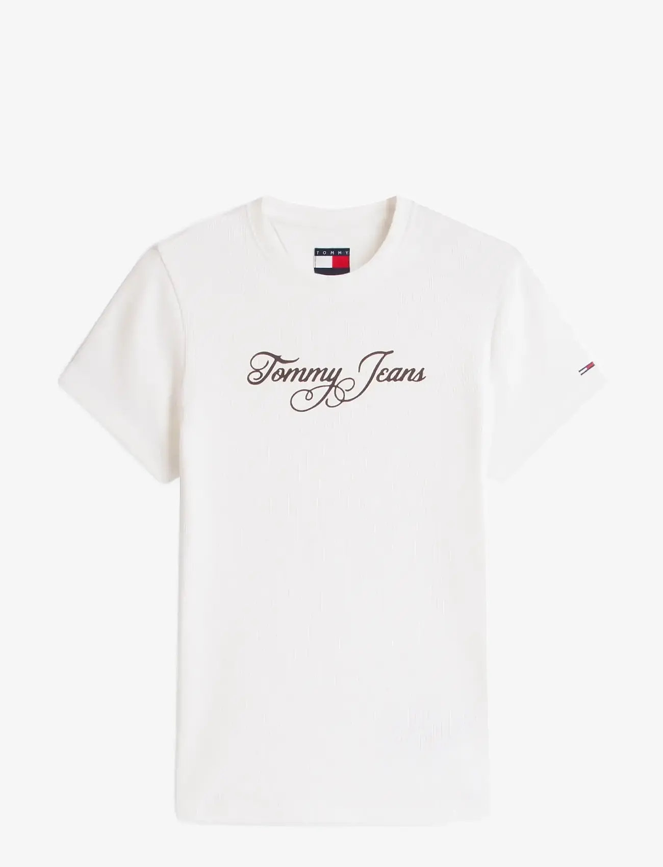 Tommy Jeans - TJW SLIM ESS LOGO 1 RIB TEE EXT - t-shirts - ecru - 1