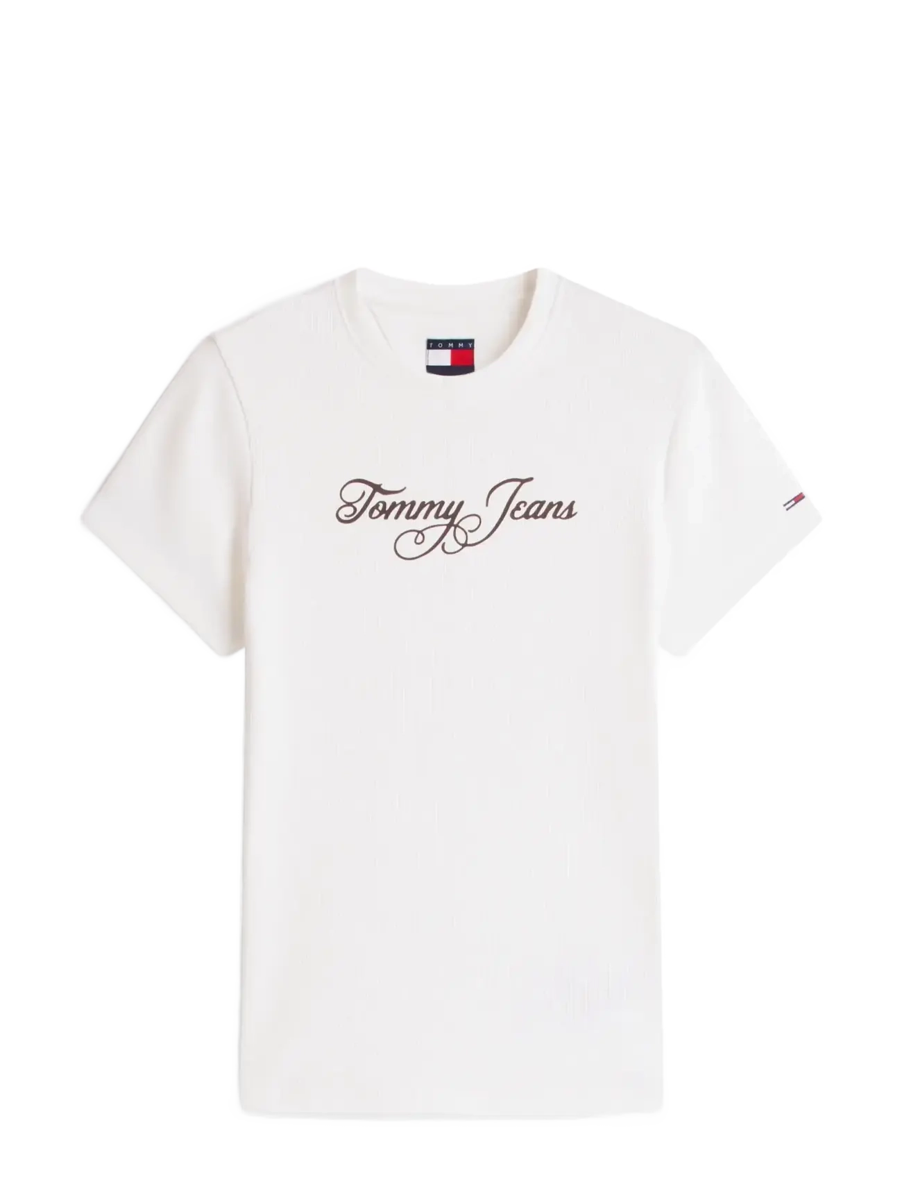 Tommy Jeans TJW SLIM ESS LOGO 1 RIB TEE EXT - Lägsta priserna - ECRU / white