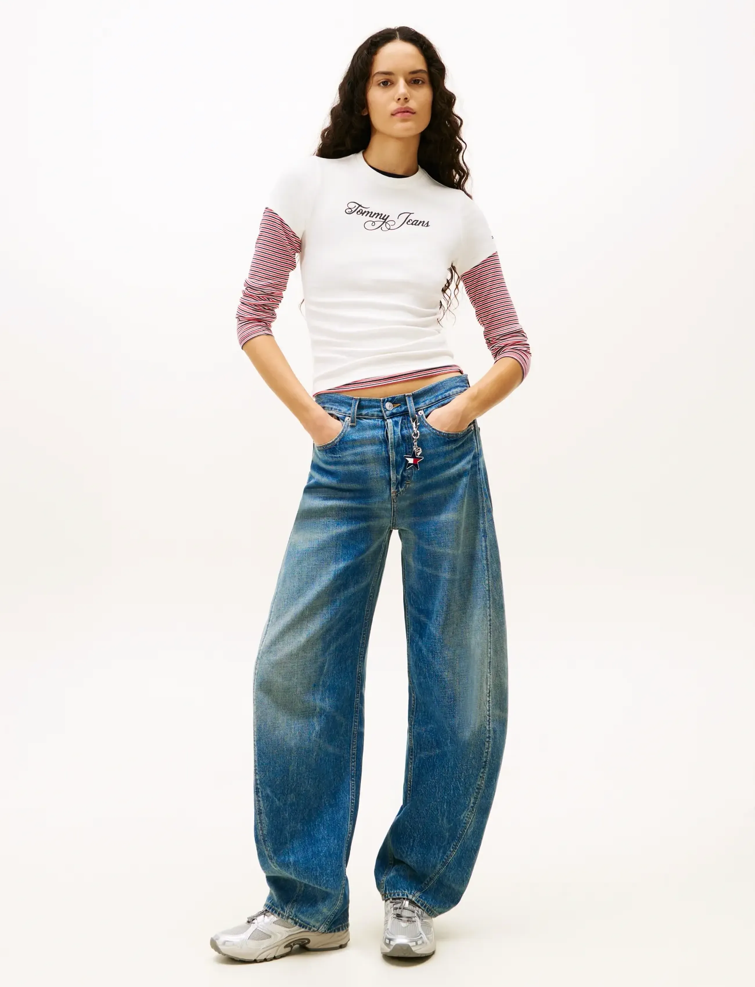 Tommy Jeans - TJW SLIM ESS LOGO 1 RIB TEE EXT - t-shirts - ecru - 2