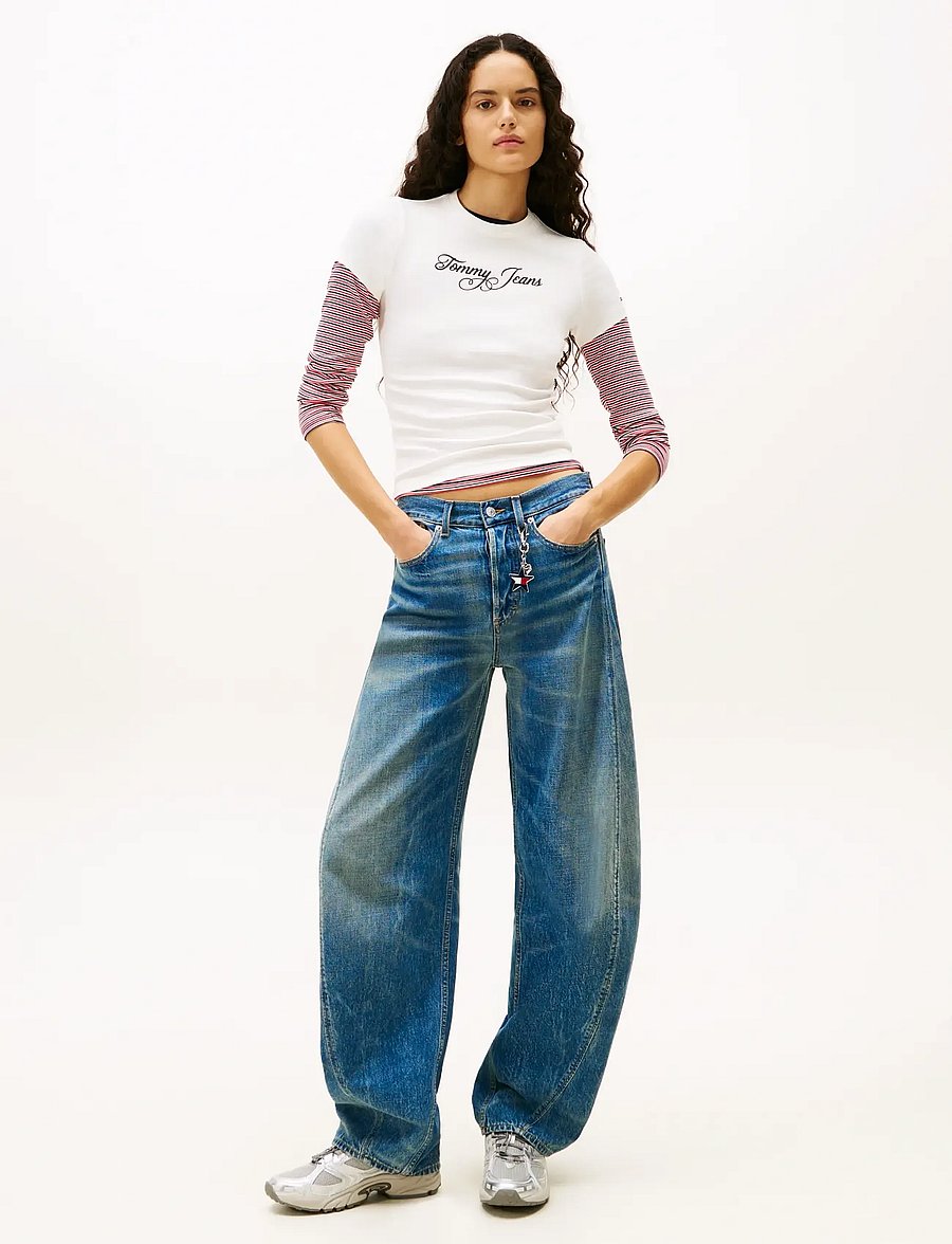 Tommy Jeans - TJW SLIM ESS LOGO 1 RIB TEE EXT - t-särgid - ecru - 2