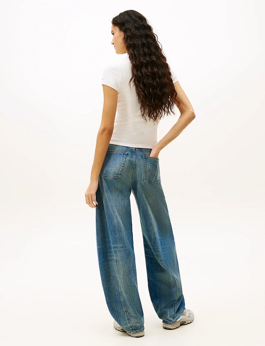 Tommy Jeans - TJW SLIM ESS LOGO 1 RIB TEE EXT - t-särgid - ecru - 3