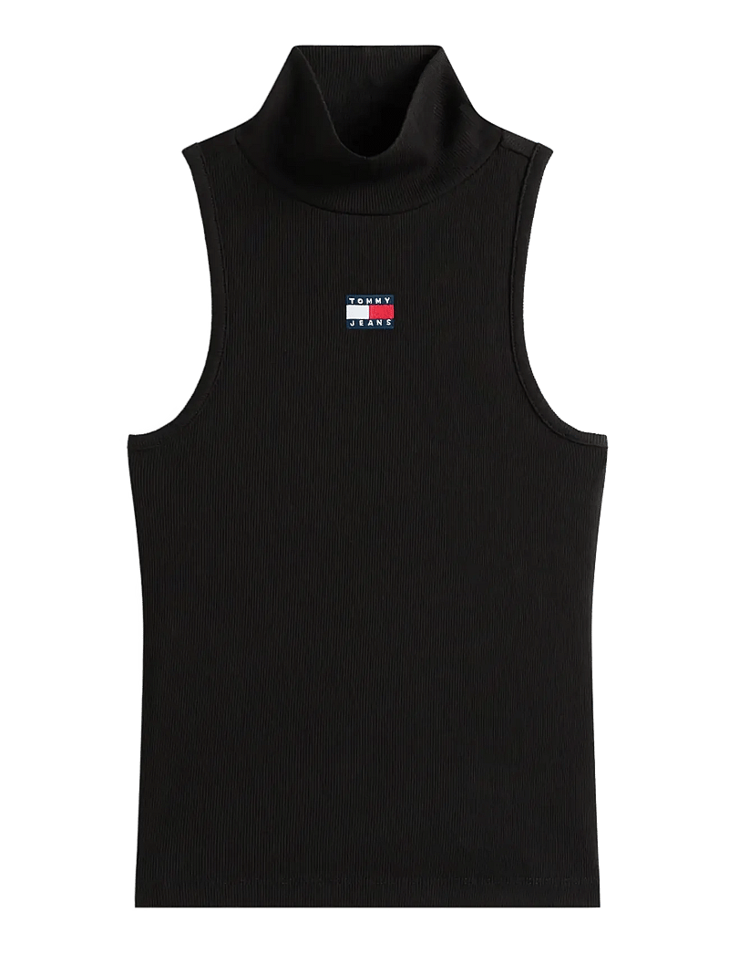 Tommy Jeans - TJW SLIM SH BADGE RIB TANK - Ärmellose tops - black - 1