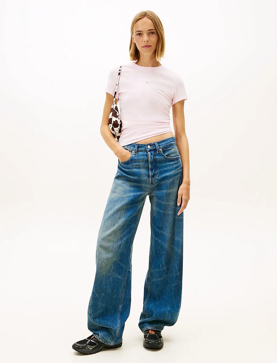 Tommy Jeans - TJW SLIM MULTI LINEAR SS TEE - t-shirts - light pink - 2