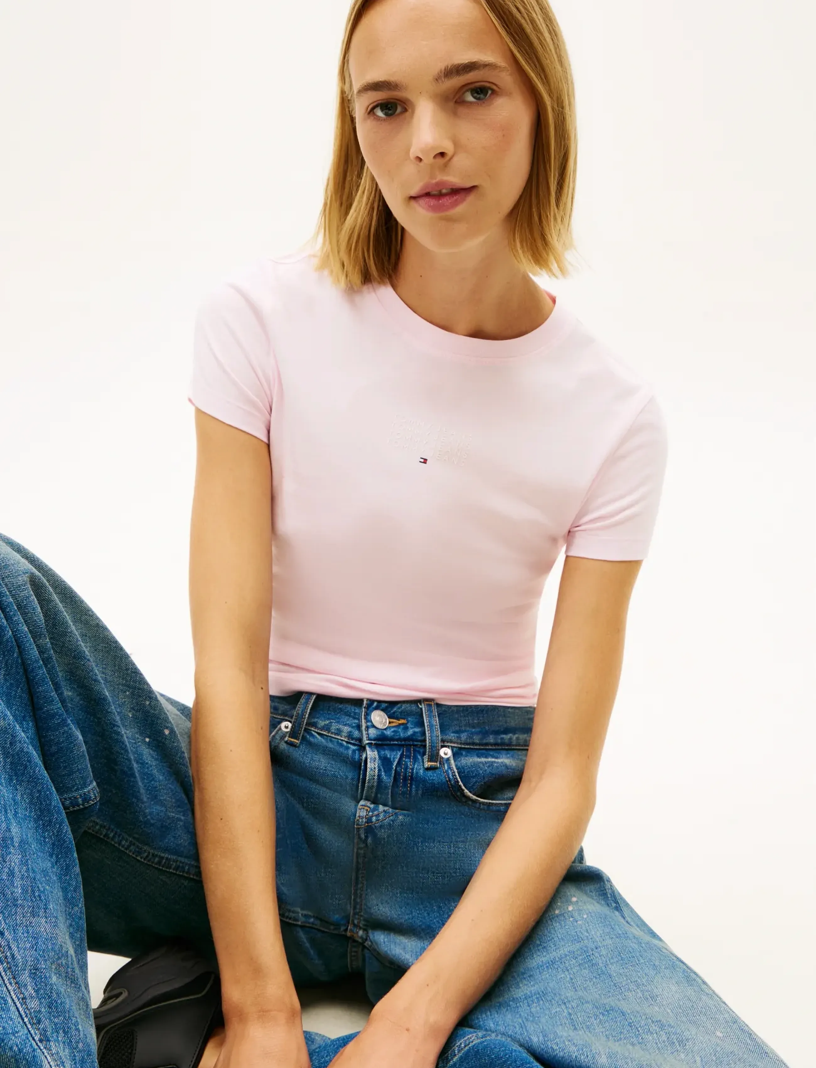 Tommy Jeans - TJW SLIM MULTI LINEAR SS TEE - madalaimad hinnad - light pink - 4
